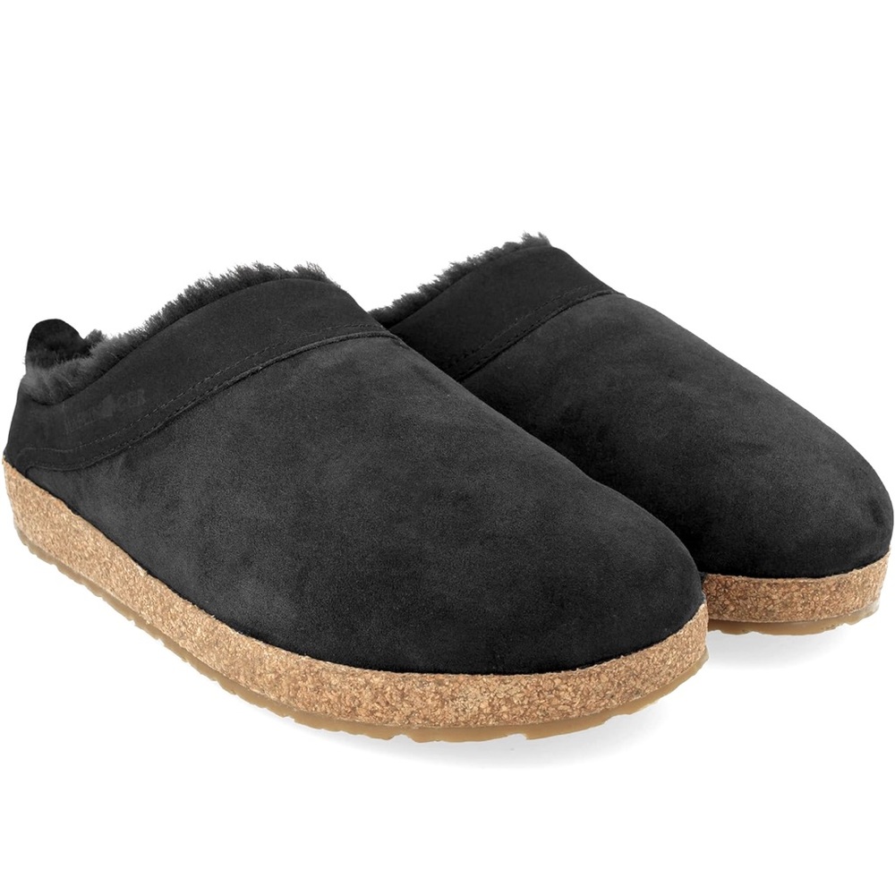HAFLINGER Black Snowbird Lambskin Leather Clog Unisex